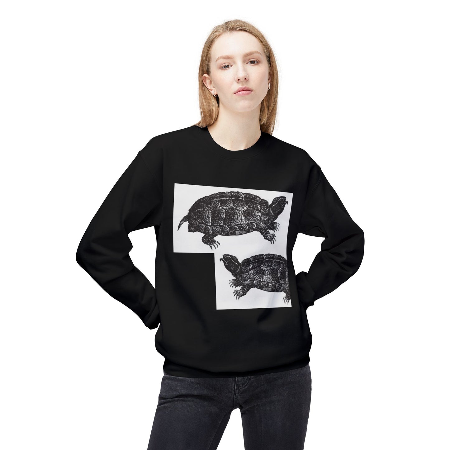 Vintage Turtle Graphic Fleece Crewneck Sweatshirt