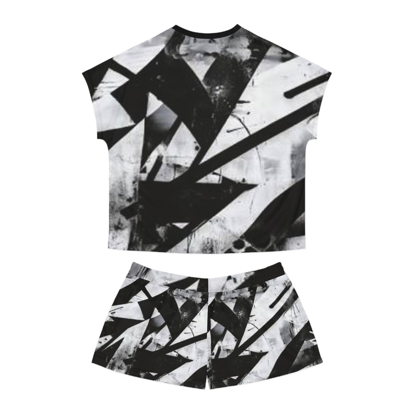 Chic Abstract Women's Pajama Set - Modern Black & White Style