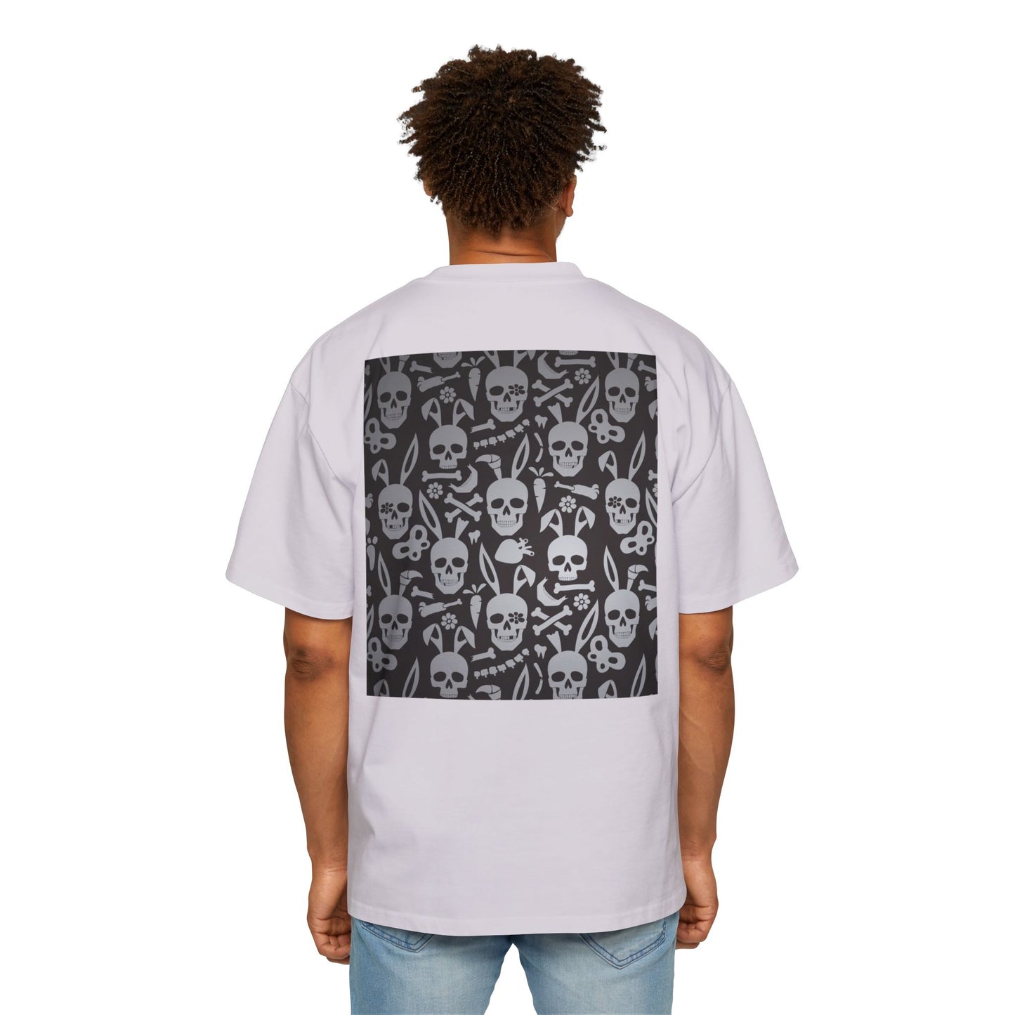 Men's Heavy Oversized Tee - Bold Eagle and Skull Print