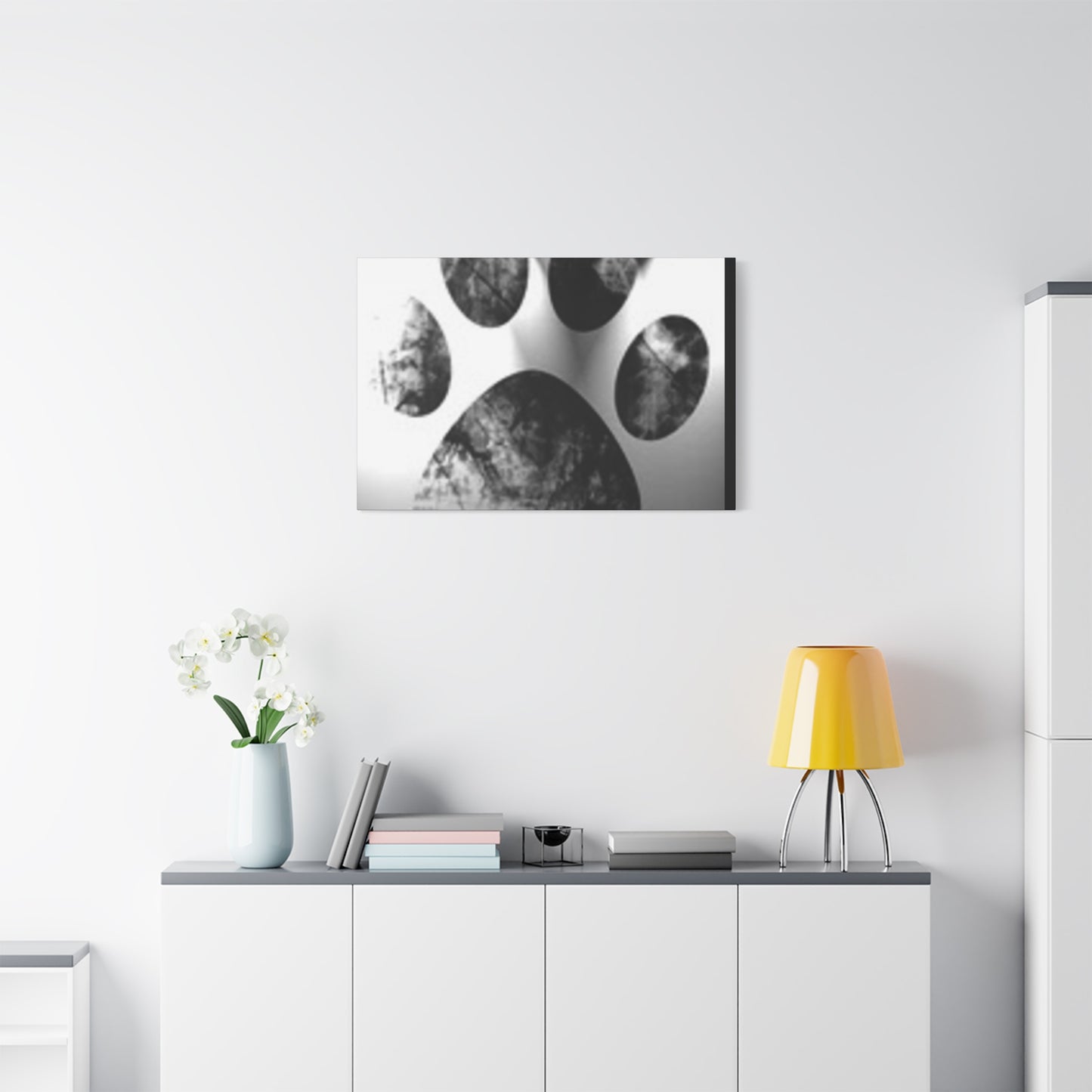 Black Paw Print Canvas Art - Modern Animal Decor for Pet Lovers