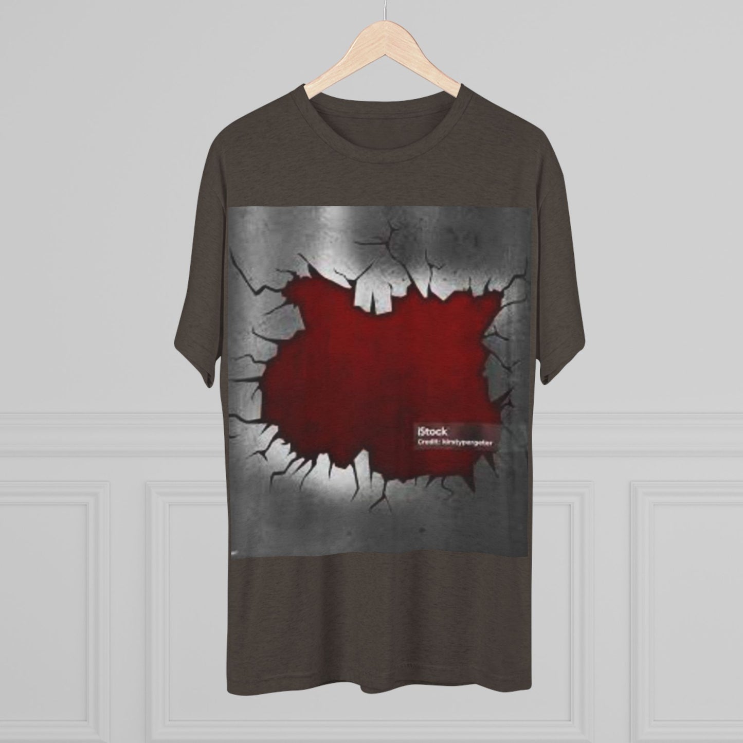 Bold Graphic Unisex Tri-Blend Crew Tee - Edgy Cracked Wall Design