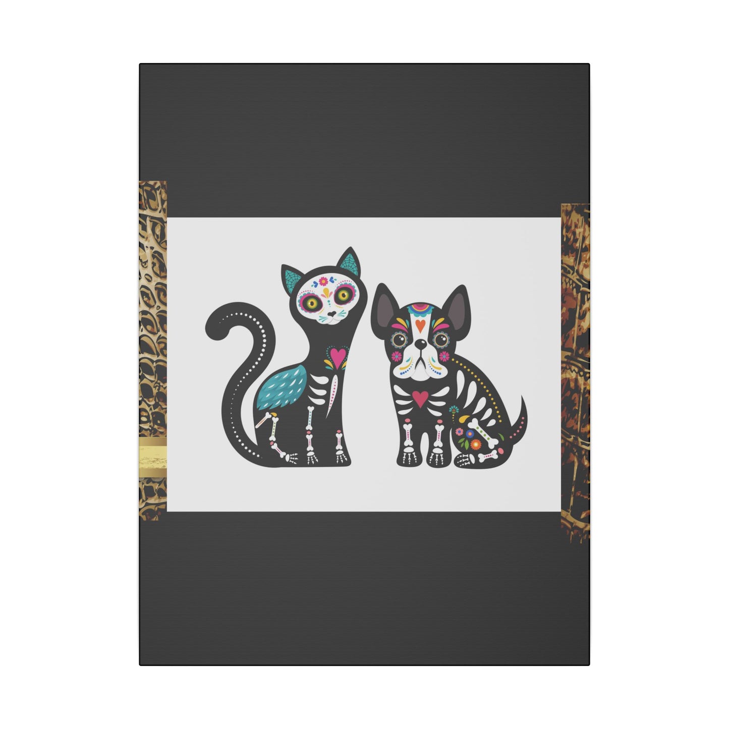 Day of the Dead Pet Canvas Art - Colorful Cat and Dog Wall Decor