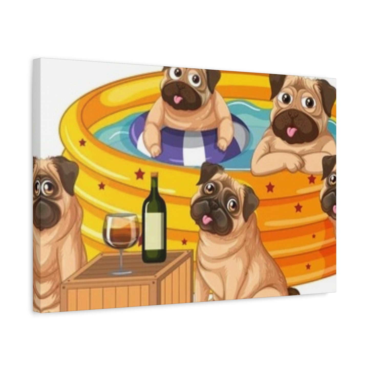 Pug Pool Party Canvas Art - Fun Pet Decor