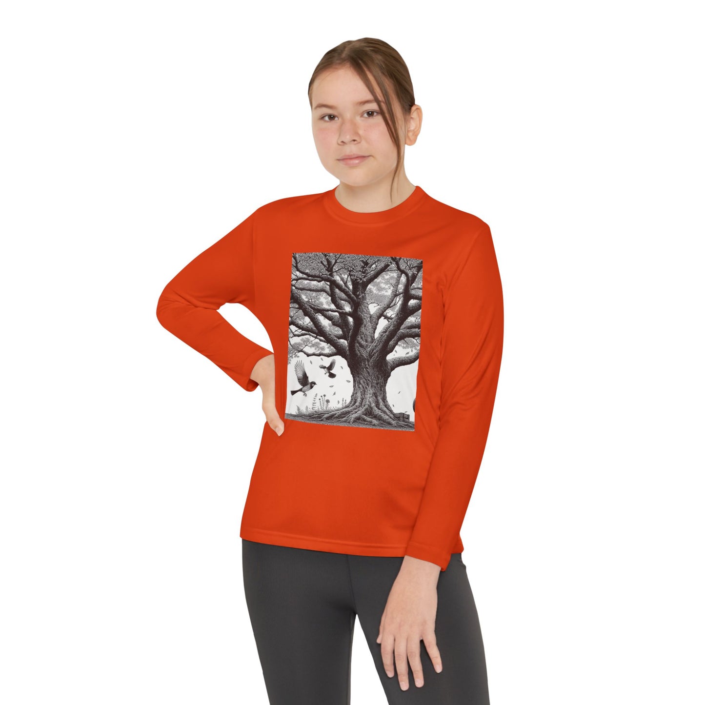 Youth Long Sleeve Tree Graphic Tee - Nature Inspired Design