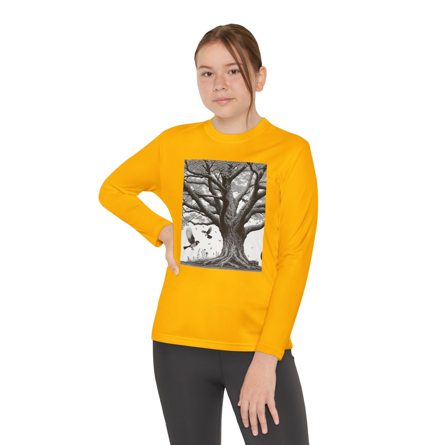 Youth Long Sleeve Tree Graphic Tee - Nature Inspired Design