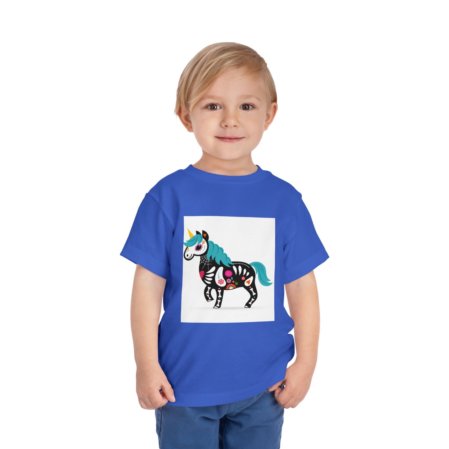 Toddler Skeleton Unicorn Tee - Cute Halloween Short Sleeve Shirt