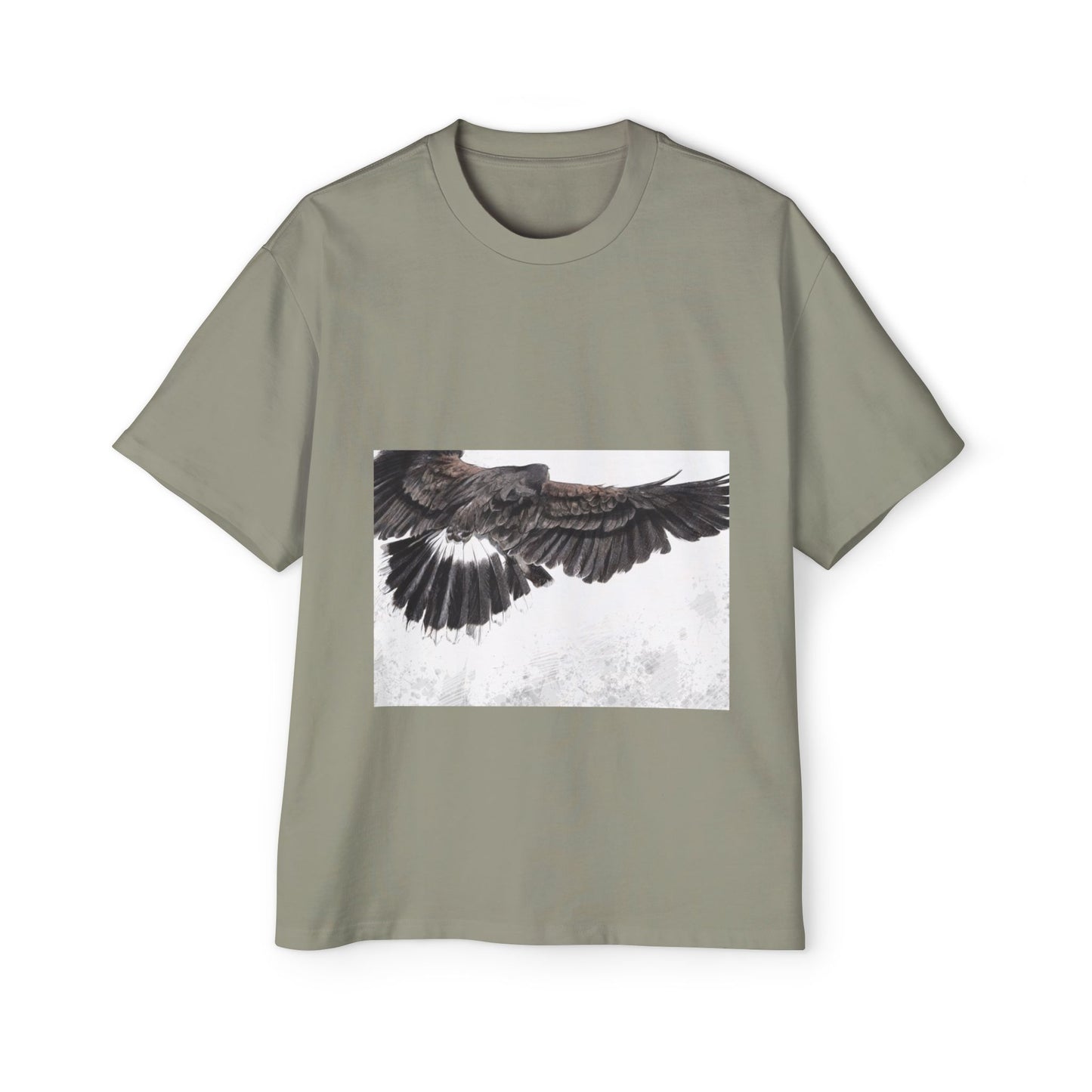 Men's Heavy Oversized Tee - Bold Eagle and Skull Print