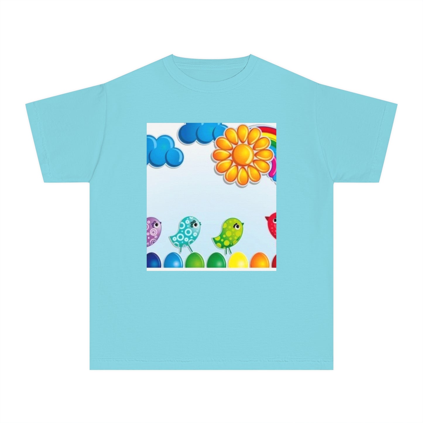 Colorful Spring Birds Youth Midweight Tee | Fun and Playful Shirt for Kids