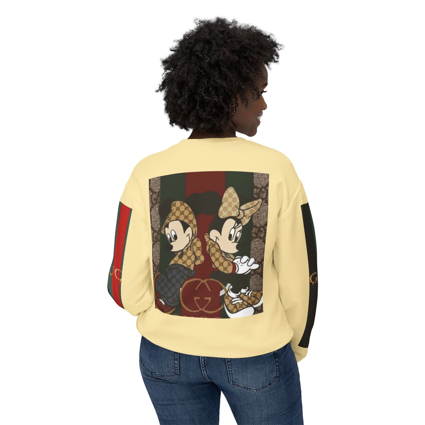 Gucci Inspired Unisex Crewneck Sweatshirt with Mickey & Minnie Design