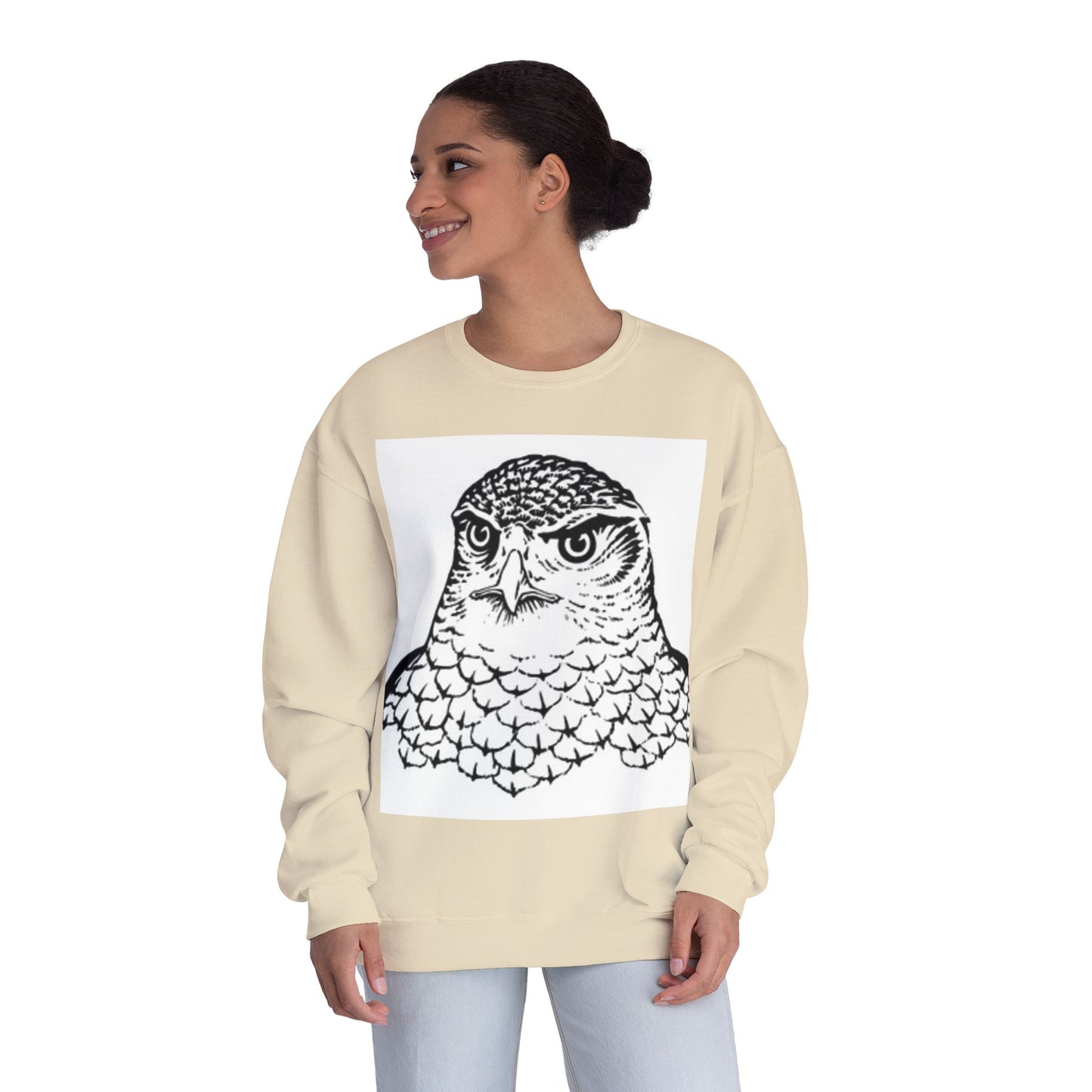 Unisex White Owl Graphic Crewneck Sweatshirt - Cozy & Stylish