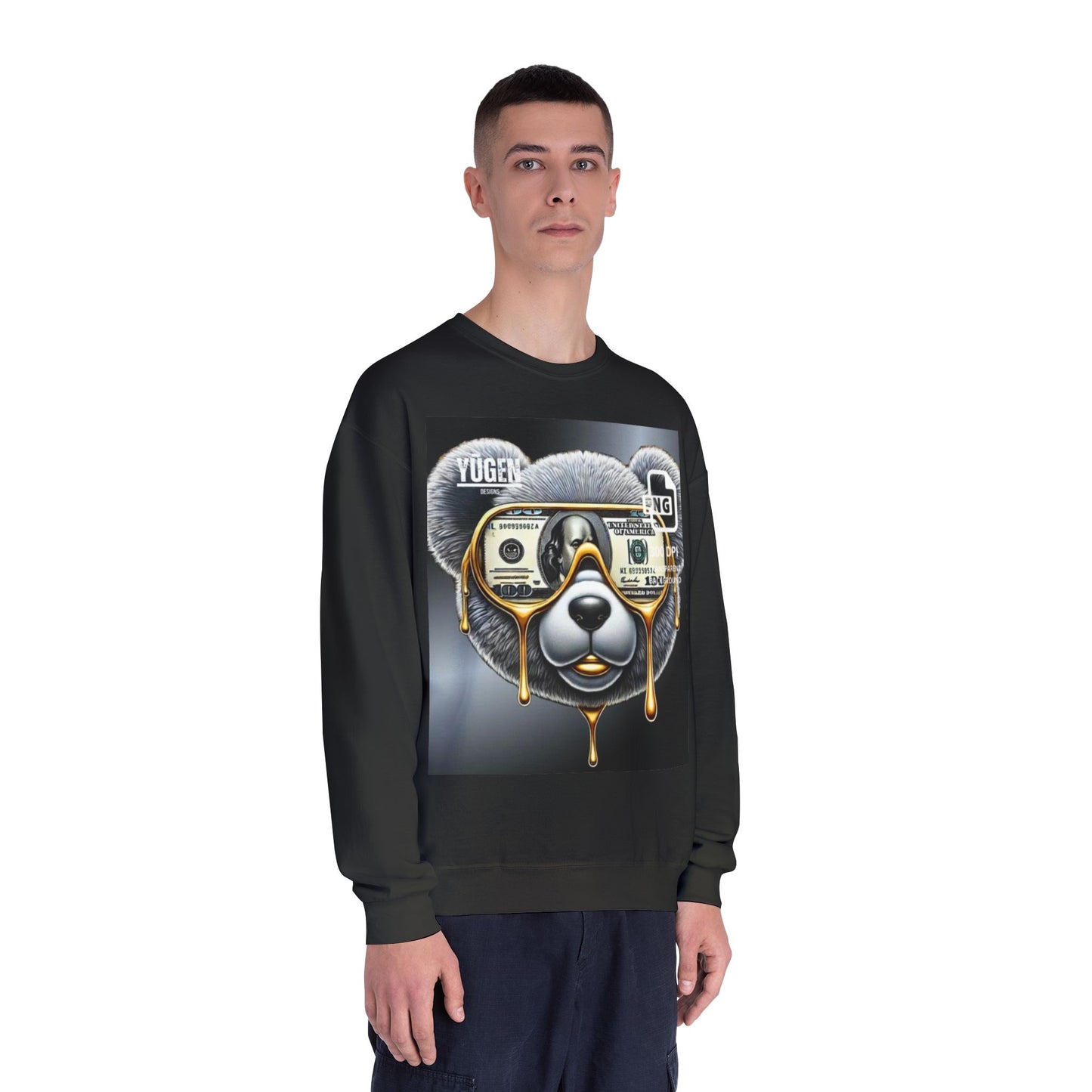 Yūgen Bear Drip Unisex Crewneck Sweatshirt - Cozy Streetwear
