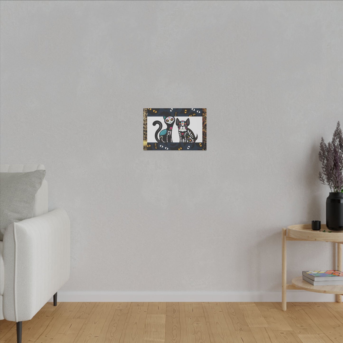 Day of the Dead Pet Canvas Art - Colorful Cat and Dog Wall Decor