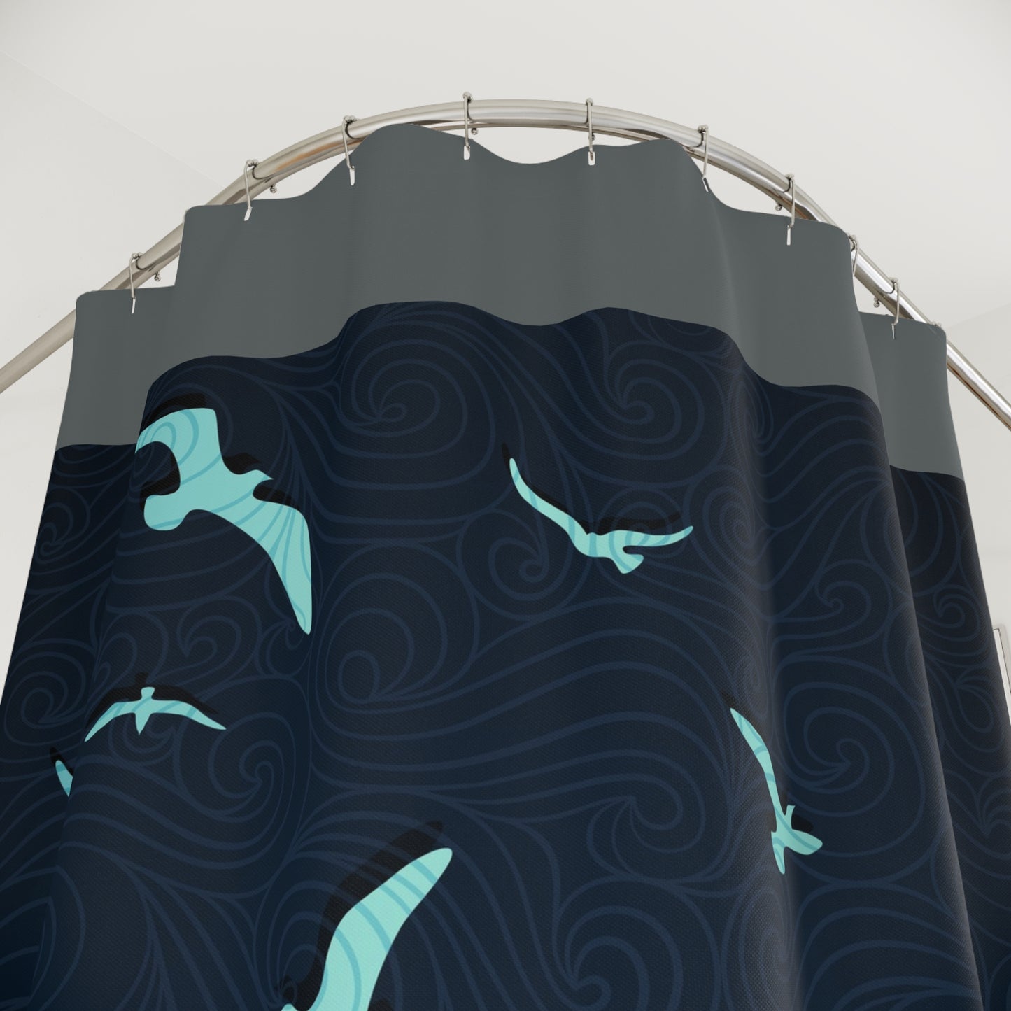 Ocean Breeze Shower Curtain - Coastal Home Decor with Waves and Birds