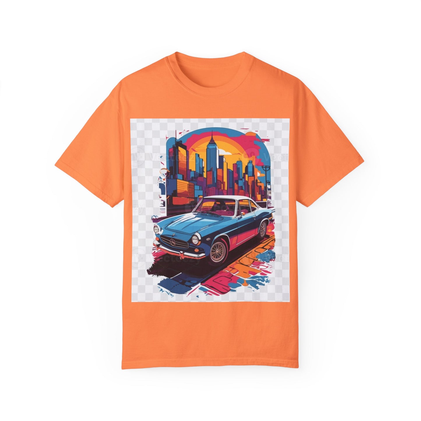 Retro Car Graphic Unisex T-Shirt - Colorful Cityscape Design