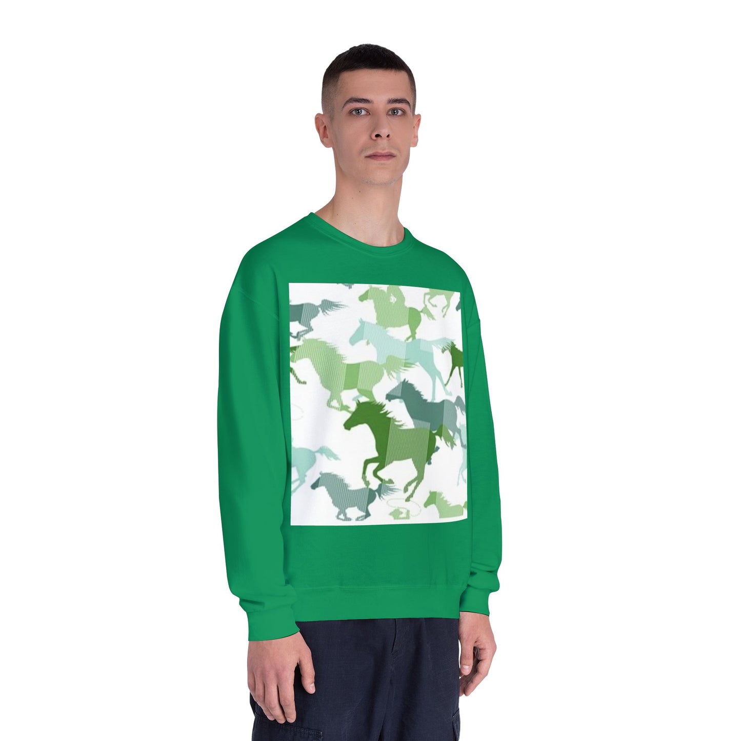 Equestrian Spirit Unisex Crewneck Sweatshirt - Green Horse Design