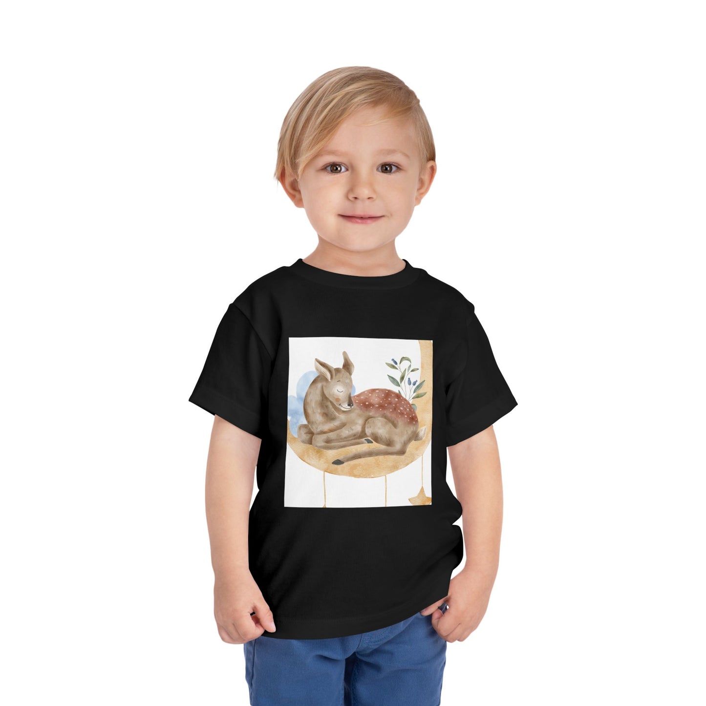 Whimsical Fawn Toddler Tee - Cute Short Sleeve Shirt for Kids