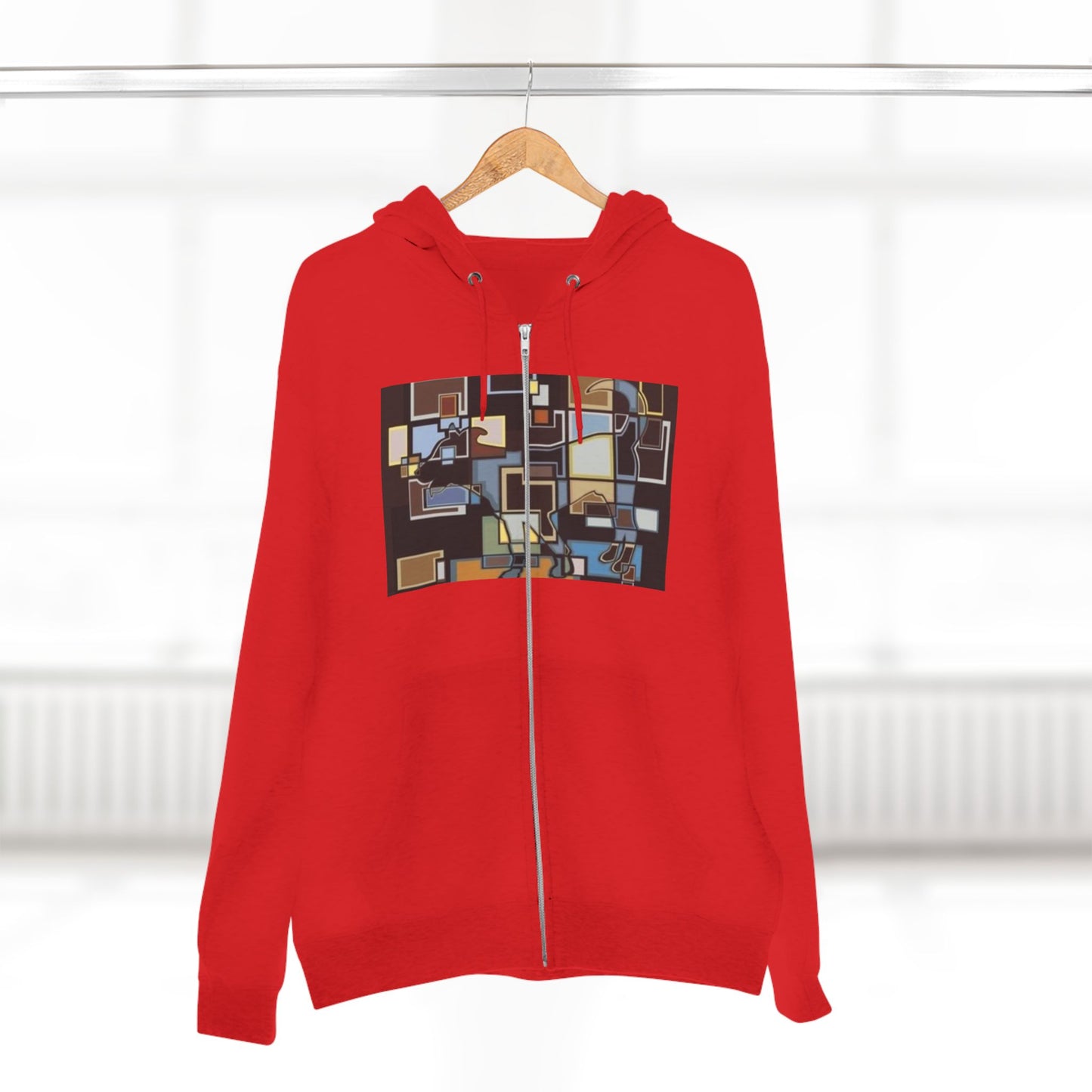 Artistic Unisex Zip Hoodie - Colorful Abstract Design
