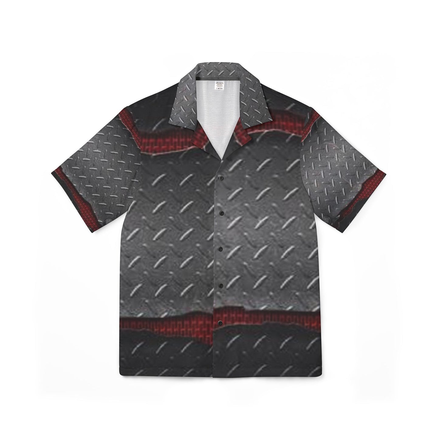 Men's Hawaiian Camp Shirt - Industrial Steel Pattern, Perfect for Summer BBQs and Beach Days
