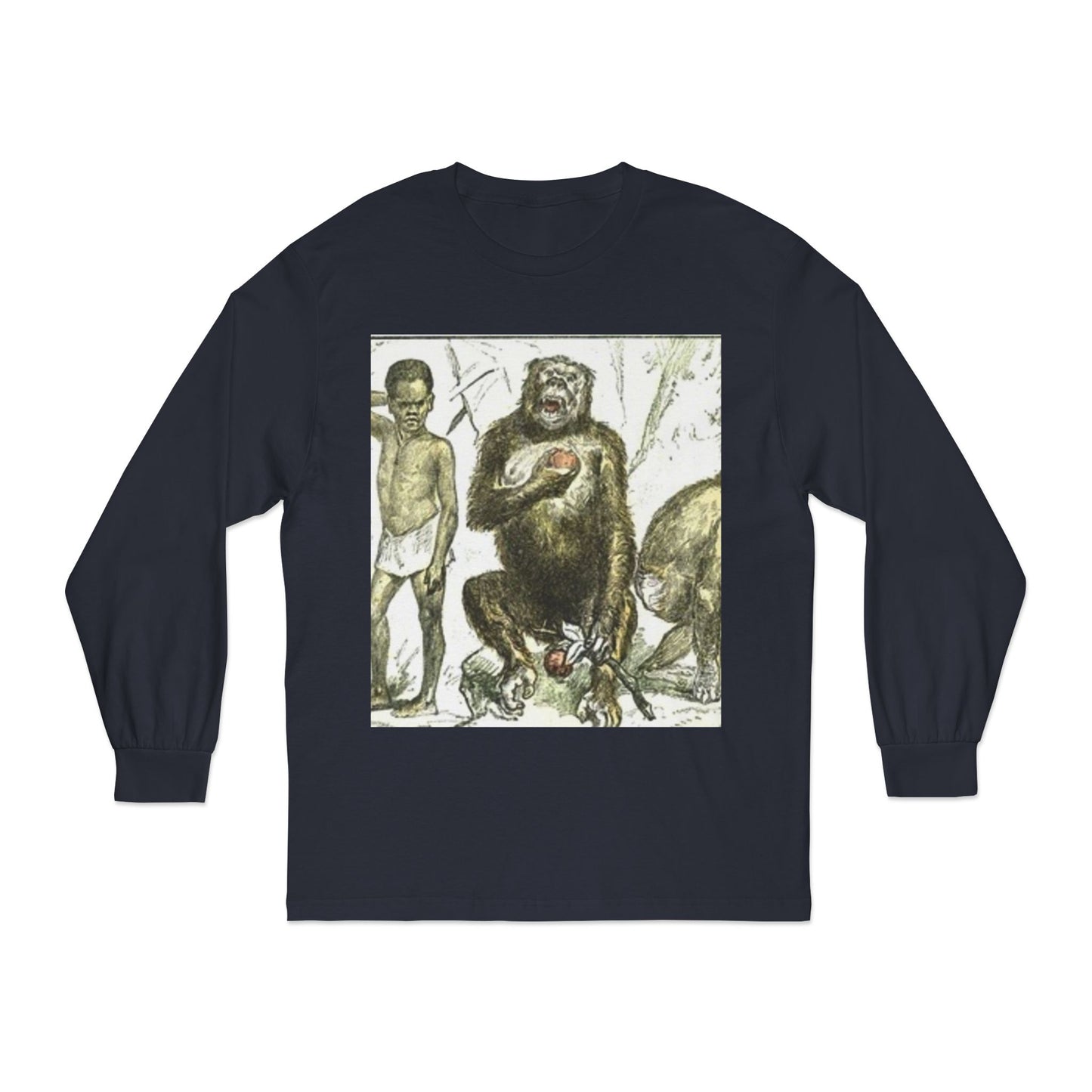 Artistic Long Sleeve T-Shirt - Unique Vintage Animal Illustration