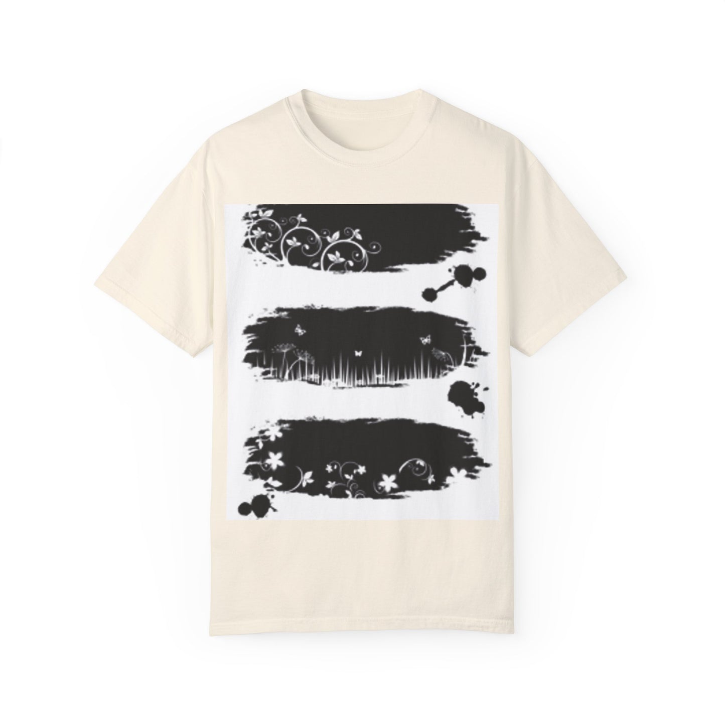 Artistic Unisex Garment-Dyed T-Shirt with Floral Design