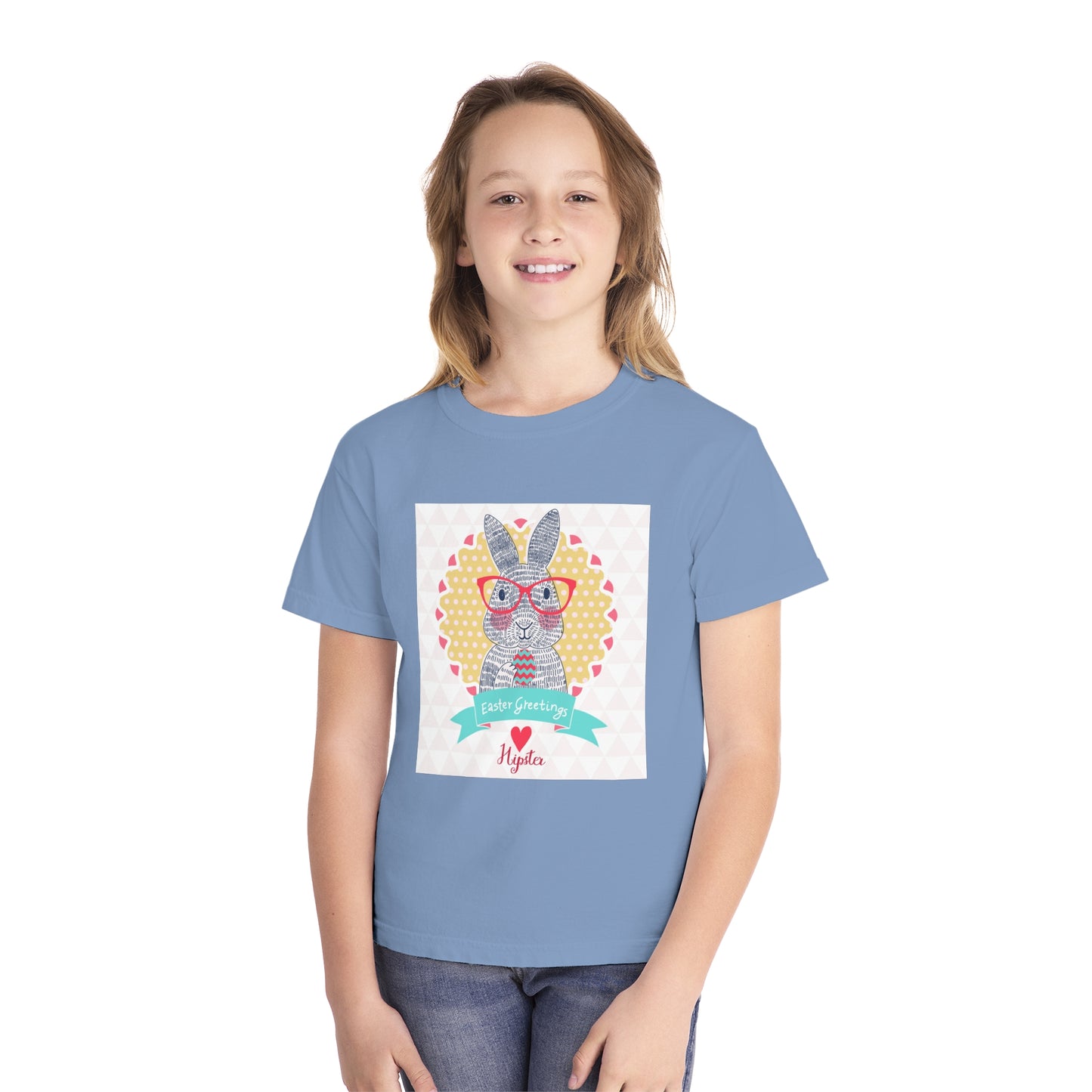Youth Easter Bunny Tee - 'Easter Greetings' Design