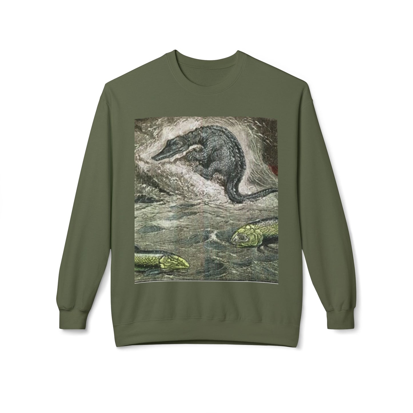 Vintage Dinosaur Art Fleece Crewneck Sweatshirt