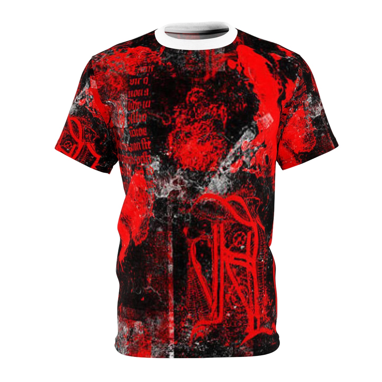Bold Graphic Unisex Tee - Red Abstract Art with Text Design