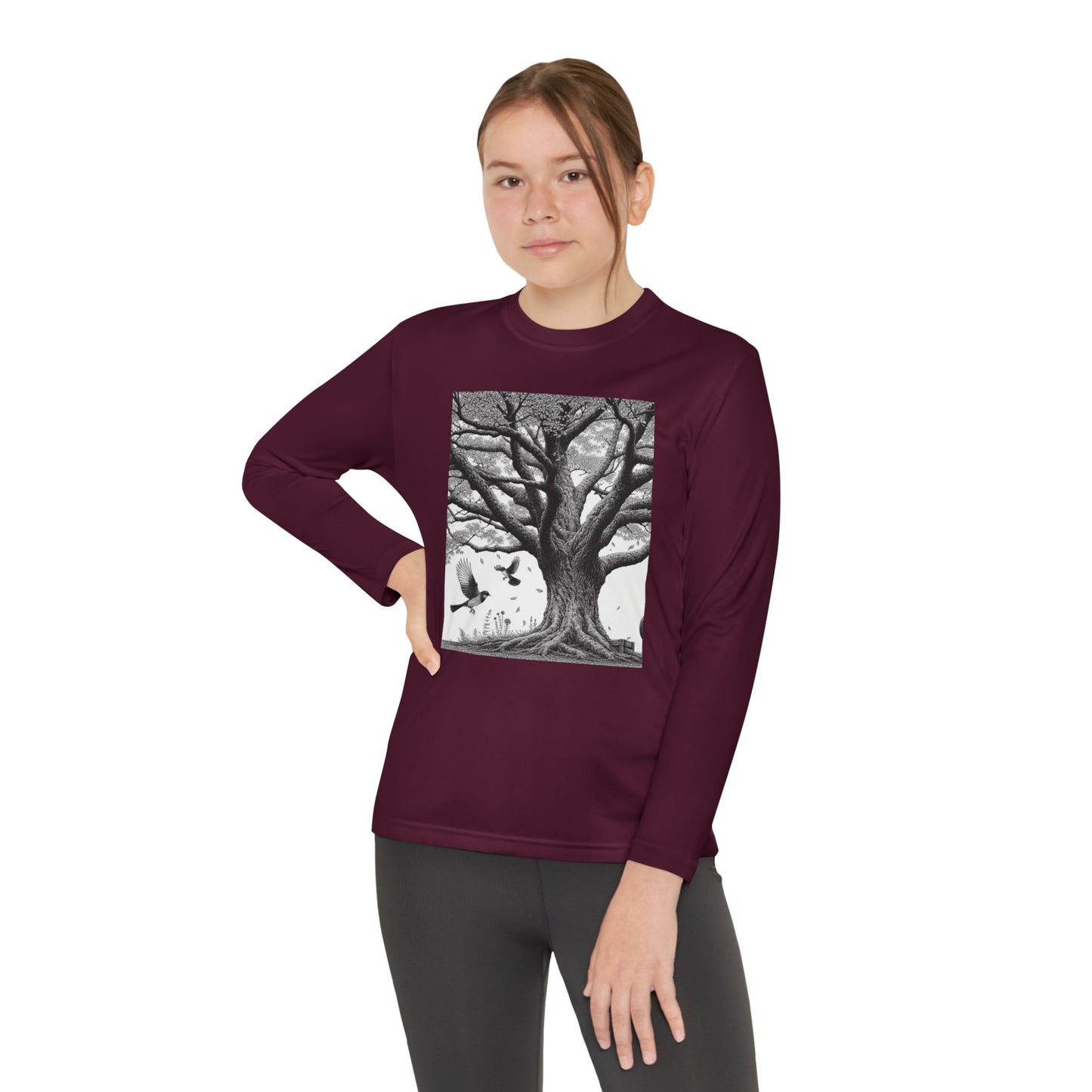 Youth Long Sleeve Tree Graphic Tee - Nature Inspired Design