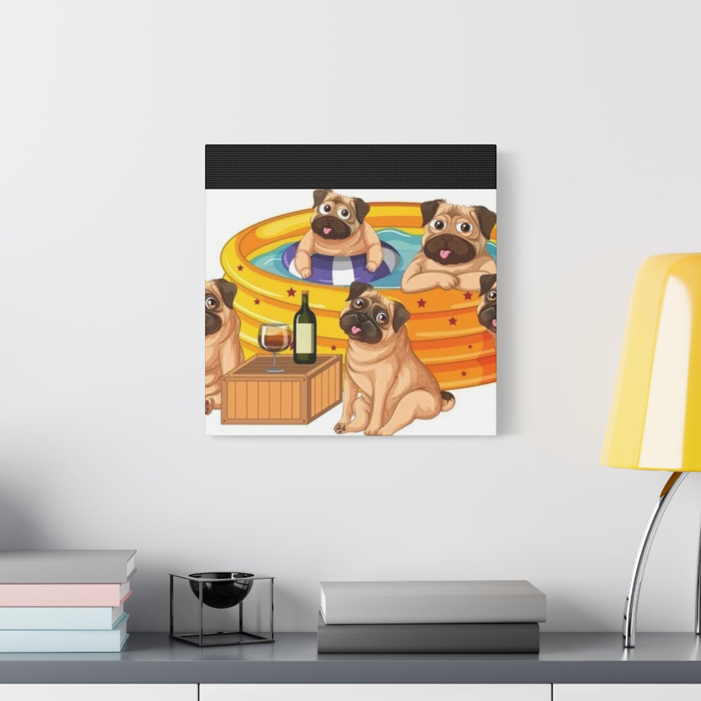 Pug Pool Party Canvas Art - Fun Pet Decor