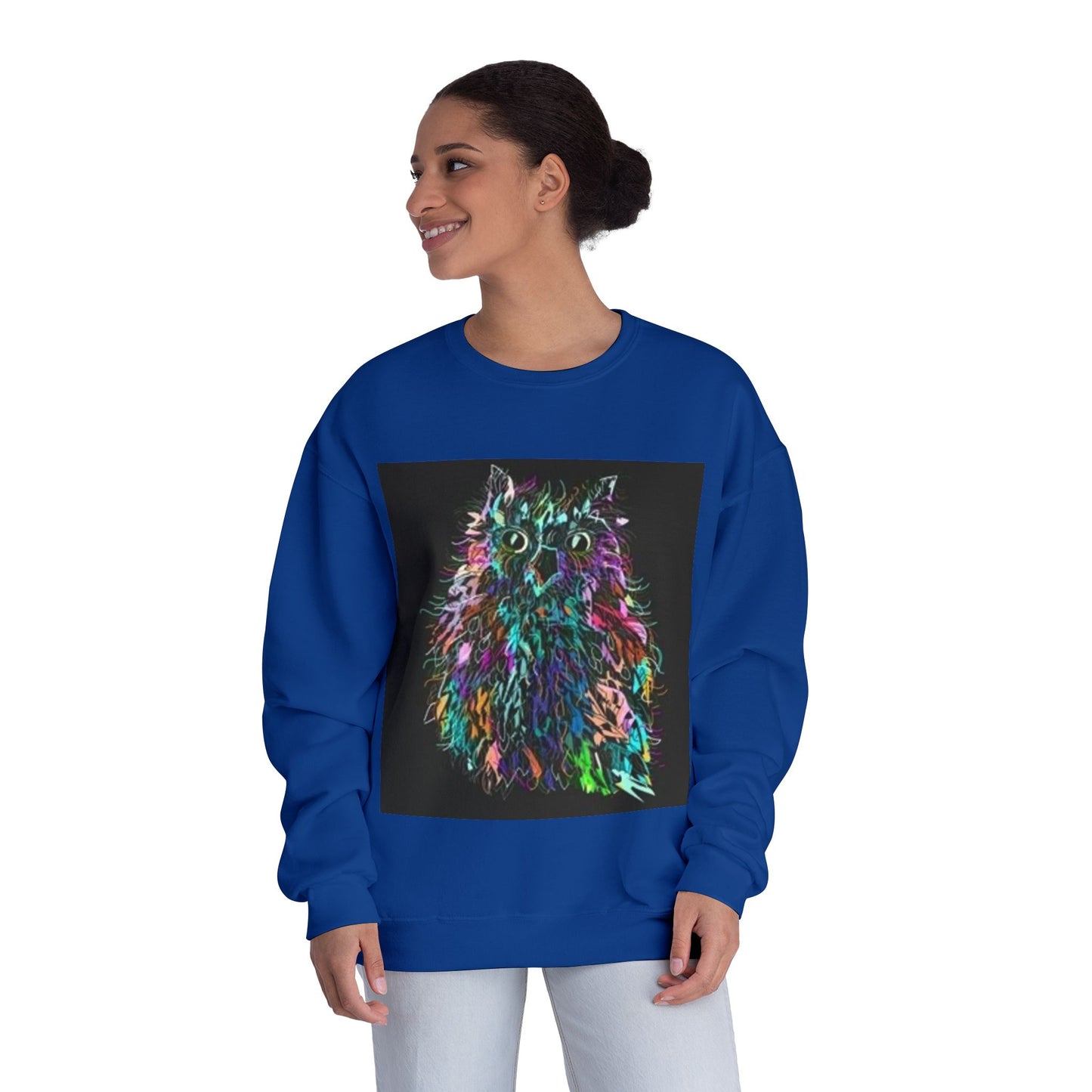 Colorful Cat Graphic Unisex Crewneck Sweatshirt
