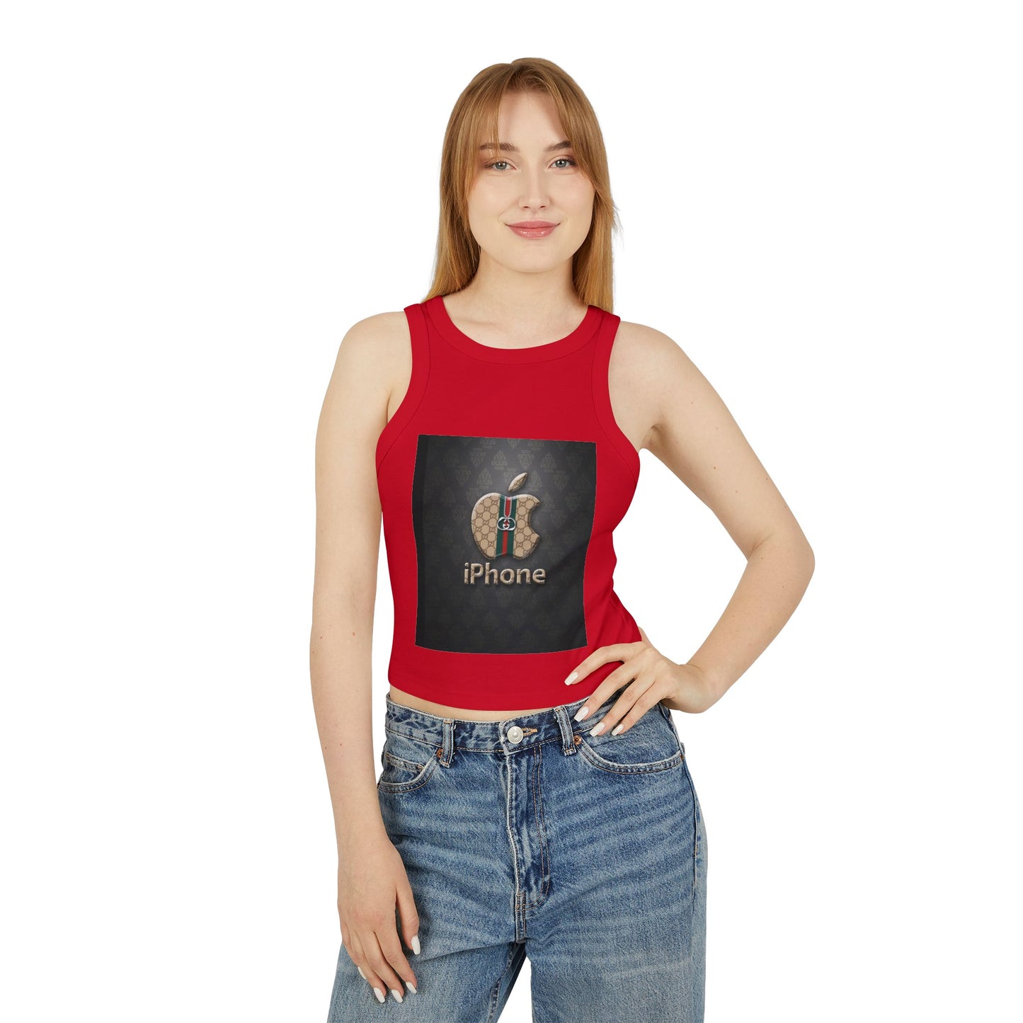 Stylish Women's Micro Rib Racer Tank Top with Logo Design
