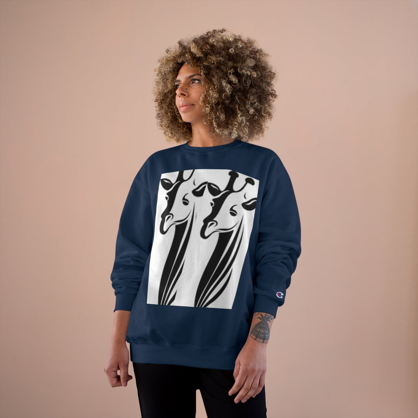 Giraffe Lovers Champion Sweatshirt - Cozy Wildlife Apparel