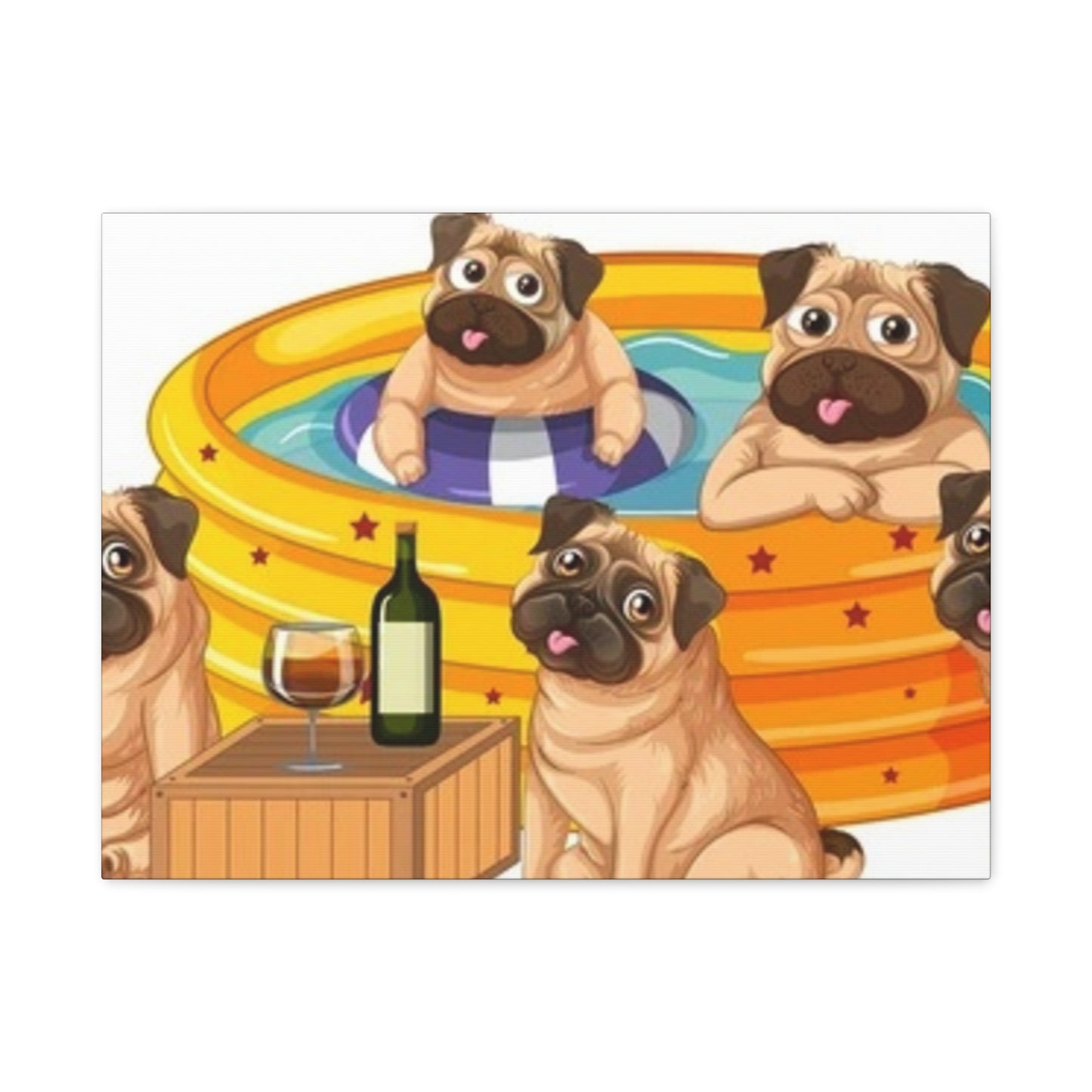 Pug Pool Party Canvas Art - Fun Pet Decor