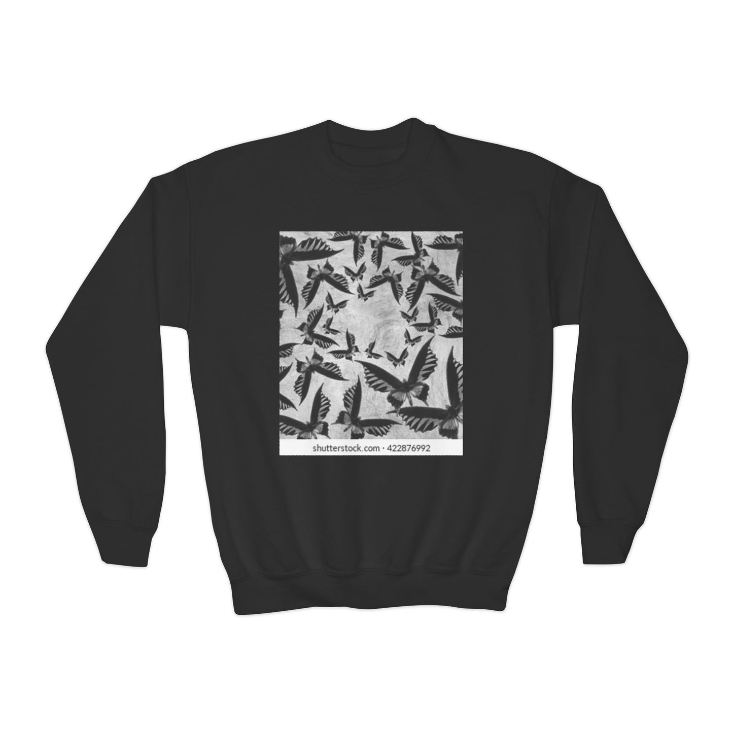 Youth Crewneck Sweatshirt - Stylish Black & White Bird Design