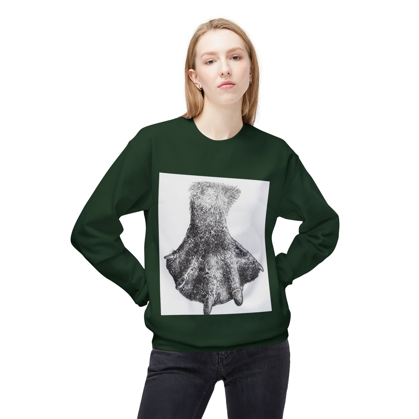 Artistic Fleece Crewneck Sweatshirt with Unique Dress Design