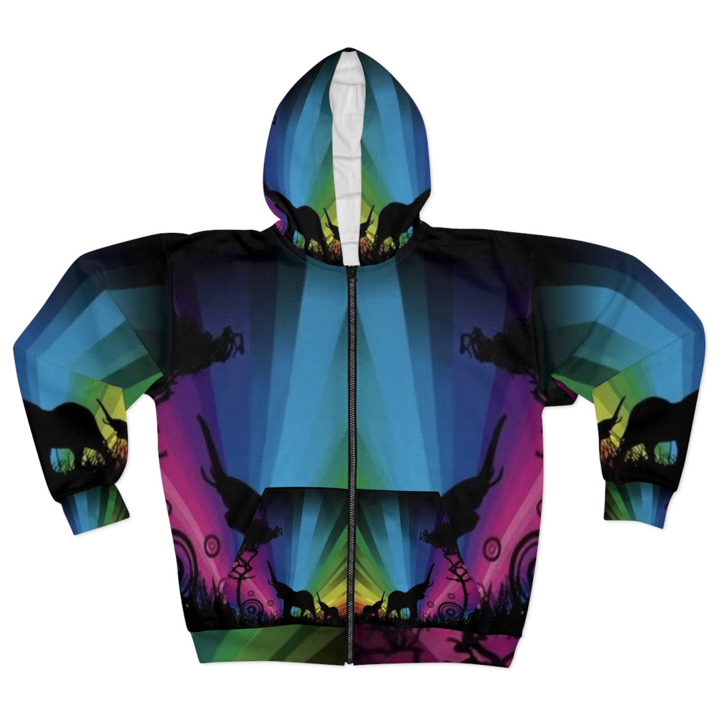 Colorful Wildlife Unisex Zip Hoodie - Eye-Catching Nature Design