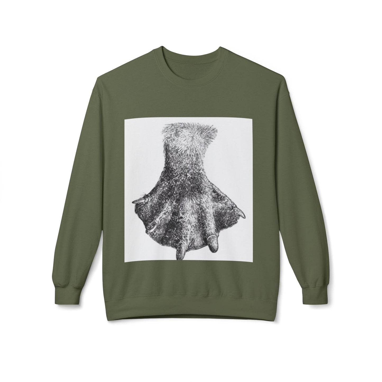 Artistic Fleece Crewneck Sweatshirt with Unique Dress Design