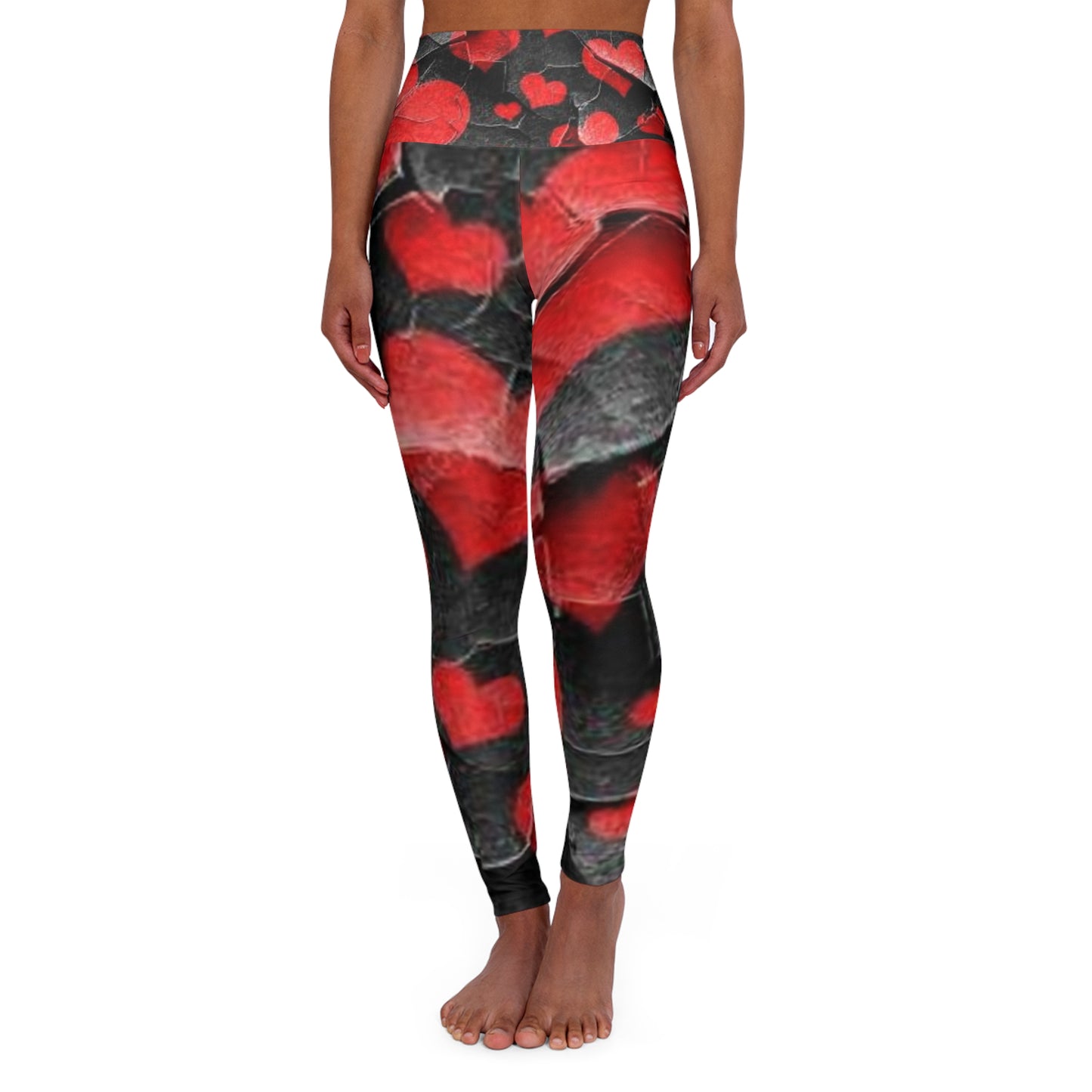 Stylish Heart Print High Waisted Yoga Leggings - Perfect for Fitness & Everyday Wear