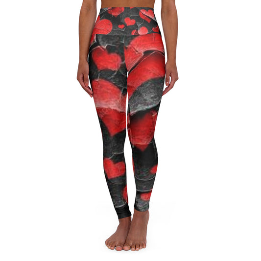 Stylish Heart Print High Waisted Yoga Leggings - Perfect for Fitness & Everyday Wear