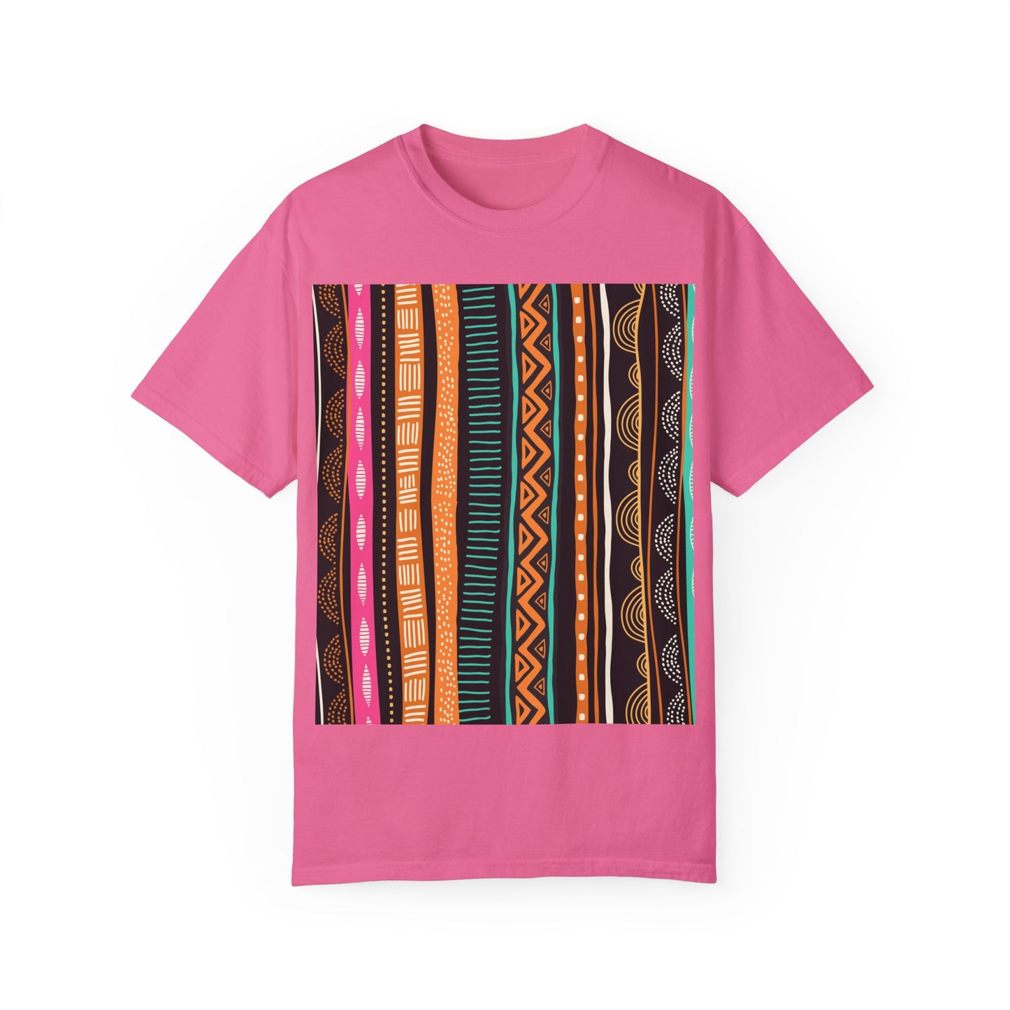 Vibrant Graphic Unisex T-Shirt - Colorful Tribal Stripes Design