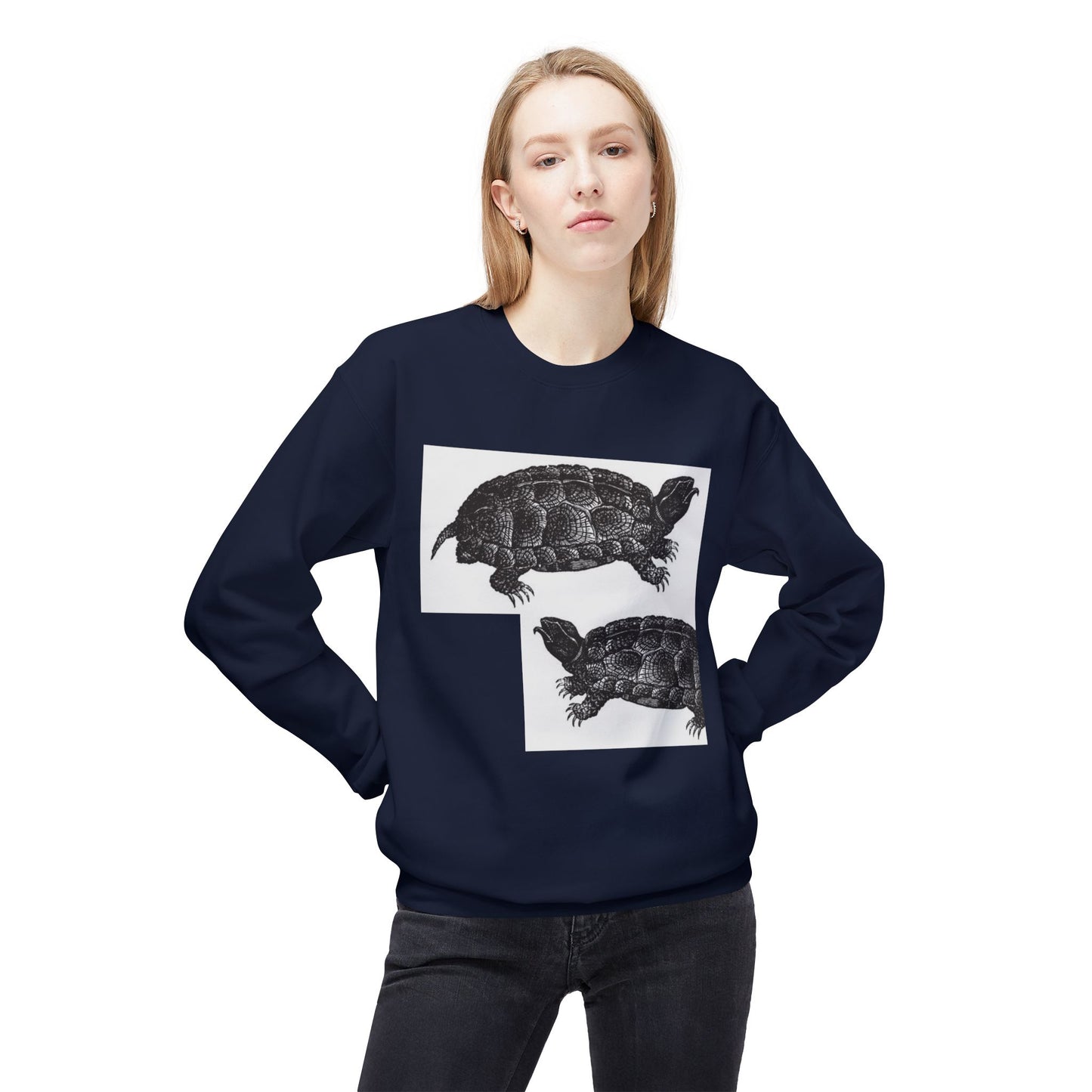 Vintage Turtle Graphic Fleece Crewneck Sweatshirt
