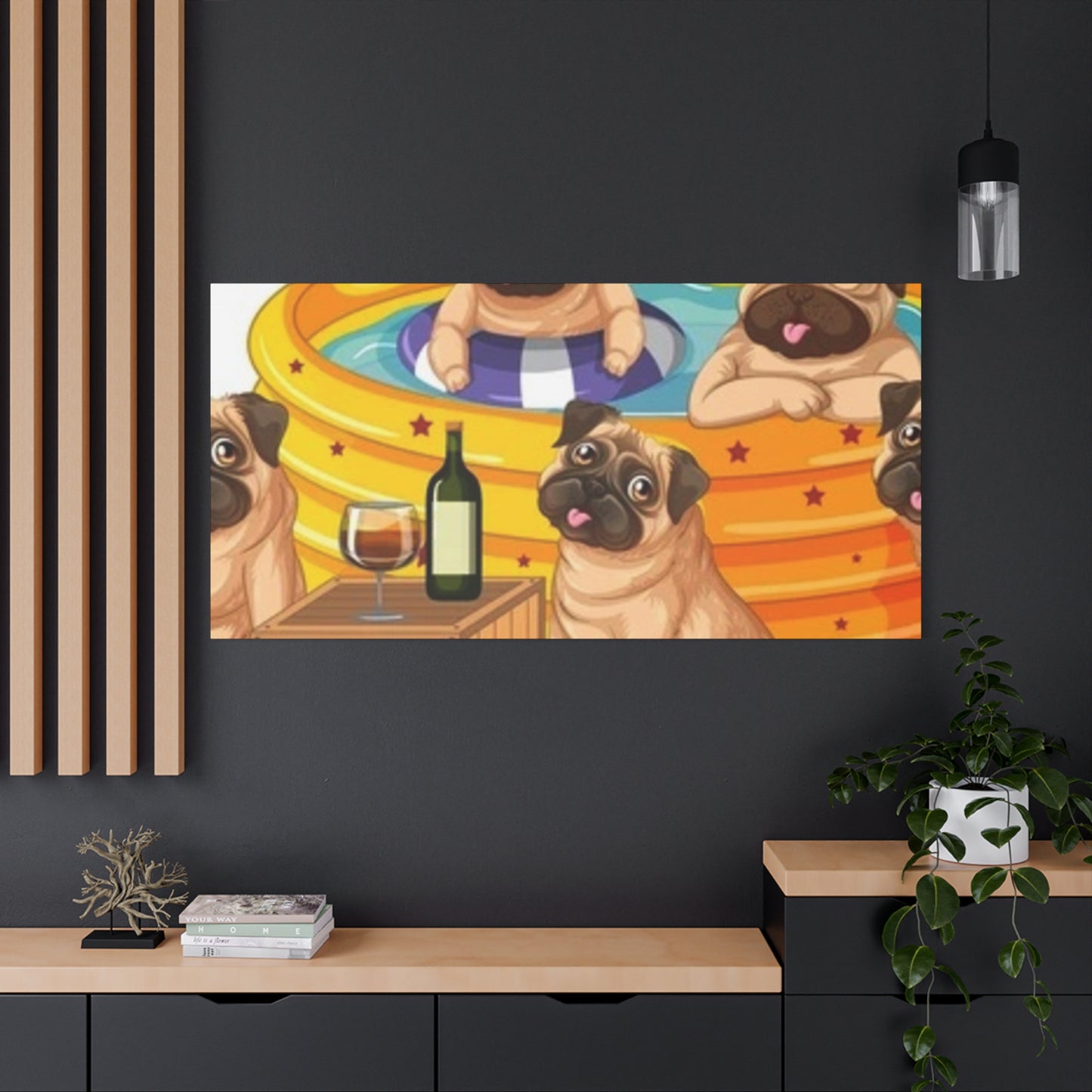 Pug Pool Party Canvas Art - Fun Pet Decor