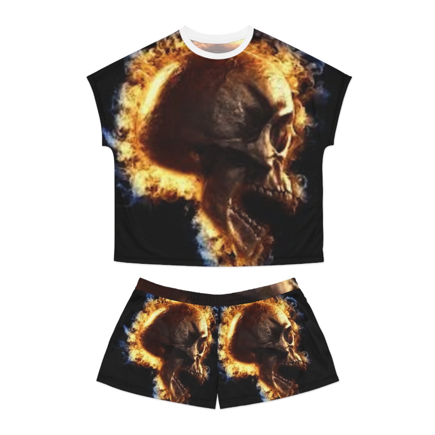 Women's Skull Fire Short Pajama Set - Comfortable Sleepwear