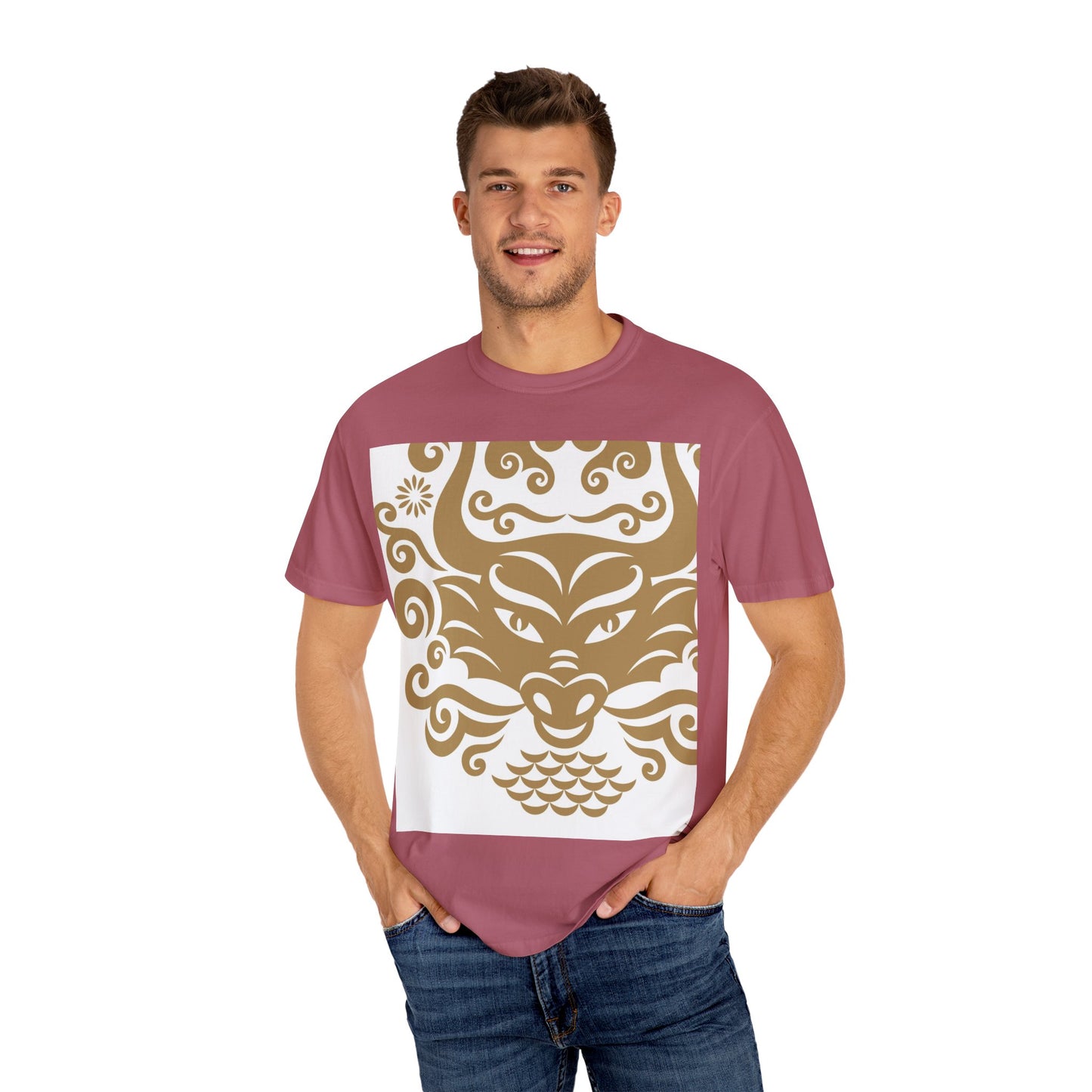 Garment-Dyed Dragon Graphic T-shirt for Nature Lovers
