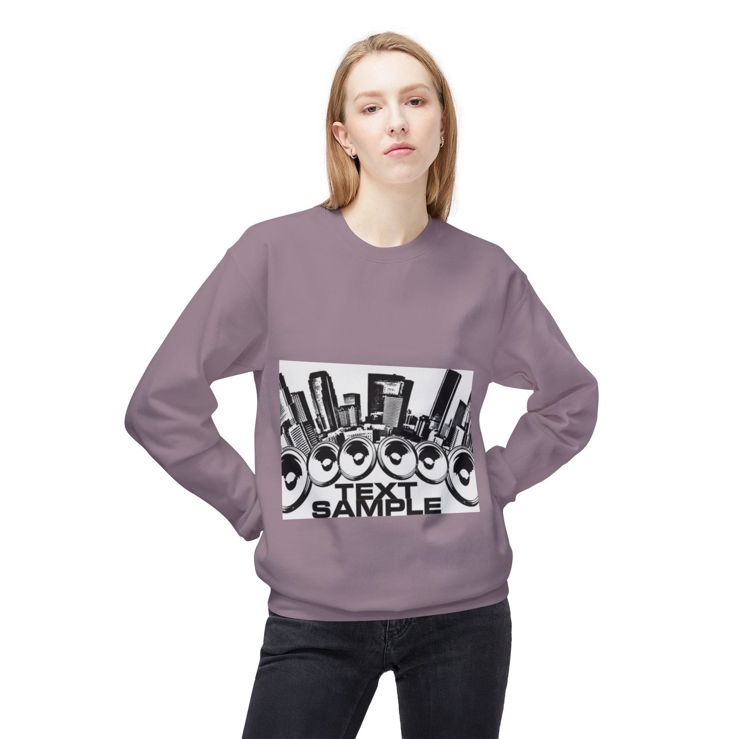 Urban Vibe Sound Wave Crewneck Sweatshirt - Unisex Fleece with Cityscape Design