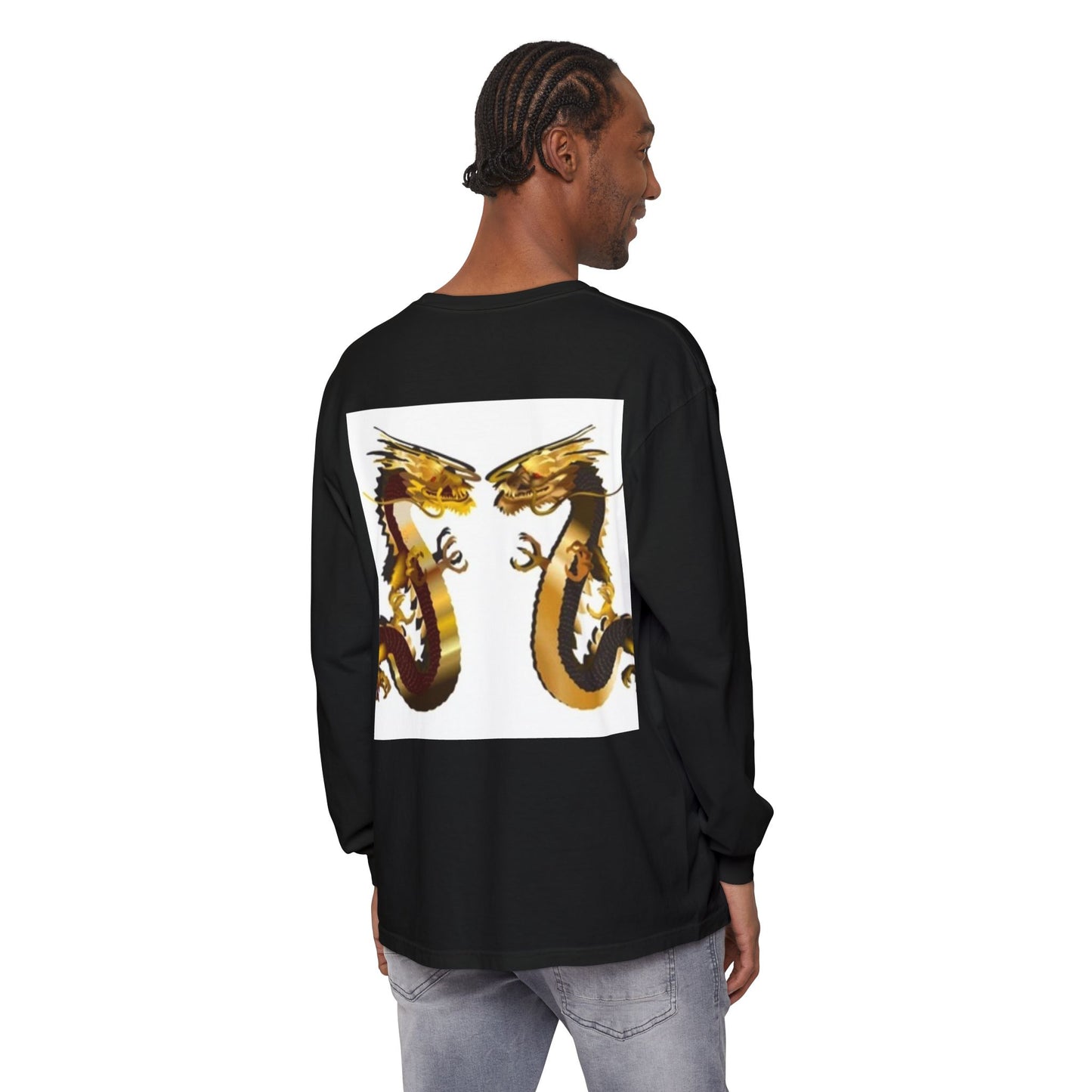 Dragon Duel Unisex Long Sleeve T-Shirt - Garment-Dyed Art Tee