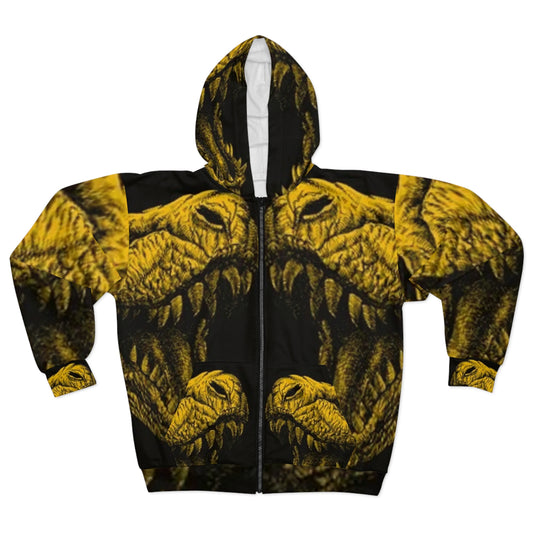 Unisex Zip Hoodie - Fierce Dragon Design for Bold Adventurers