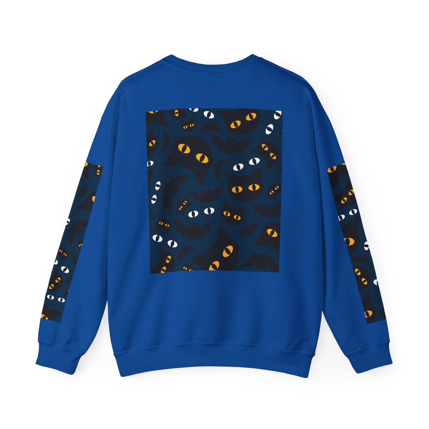 Halloween-Themed Unisex Crewneck Sweatshirt with Spooky Eyes and Bird Design