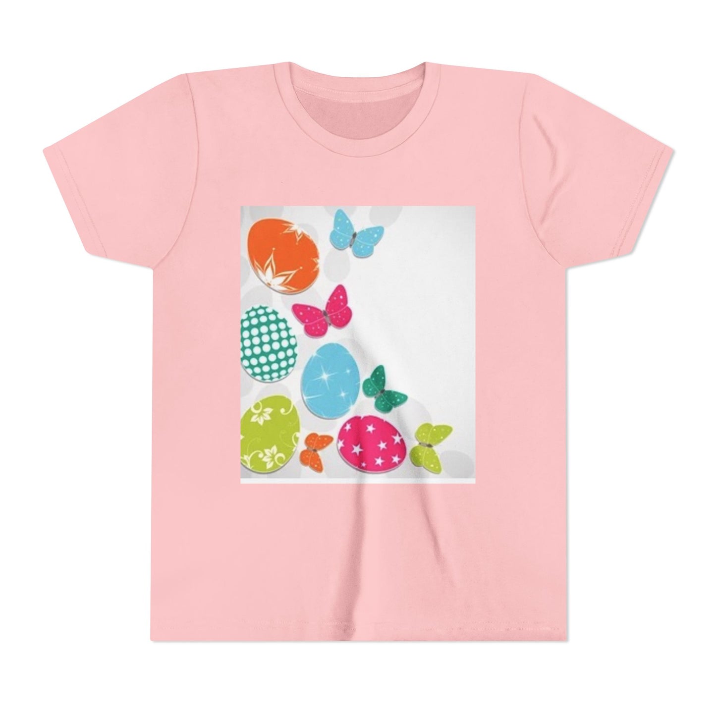 Colorful Butterfly and Egg Youth Tee - Perfect for Spring Celebrations