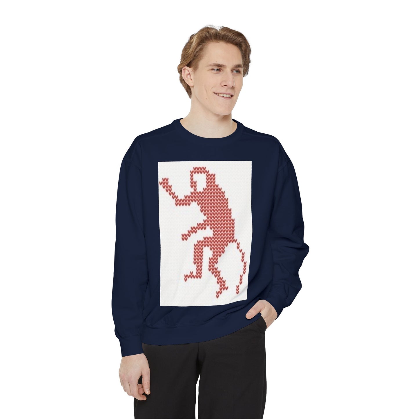 Vintage-Inspired Unisex Garment-Dyed Sweatshirt with Retro Monkey Design